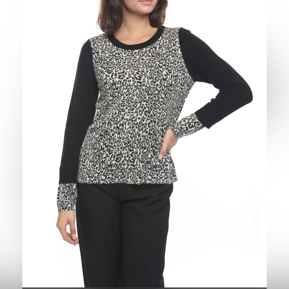 100% baby cashmere animal print sweater